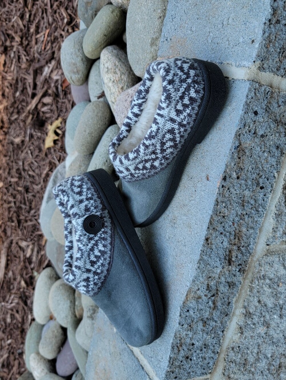 Clarks Women's 6M Sweater Clog Slip On Slippers Gray Leather Upper